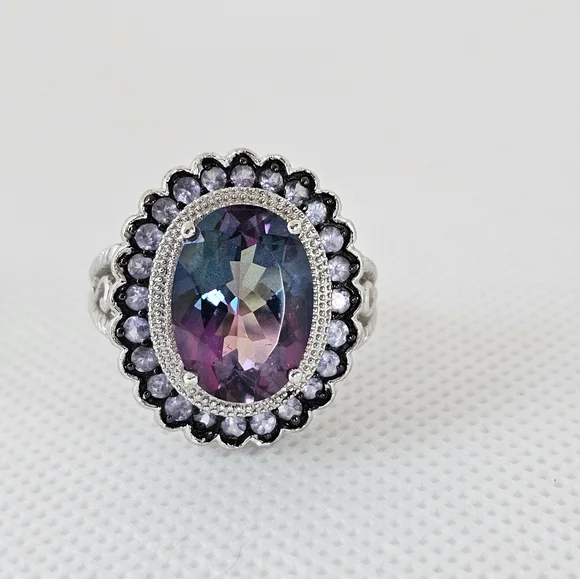 Beautiful Mystic Topaz & Tanzanite Ring in Sterling Silver Size 8! - Picture 7 of 9
